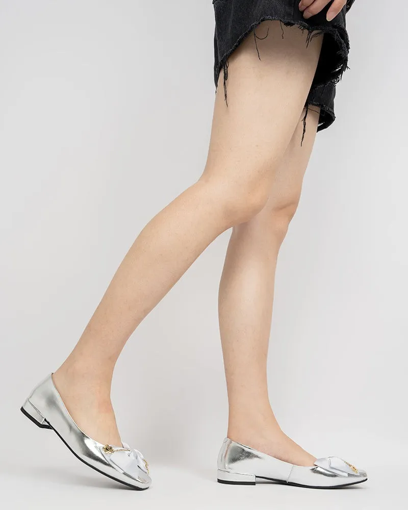 Chain & Bow Decor Chunky Heel Loafers