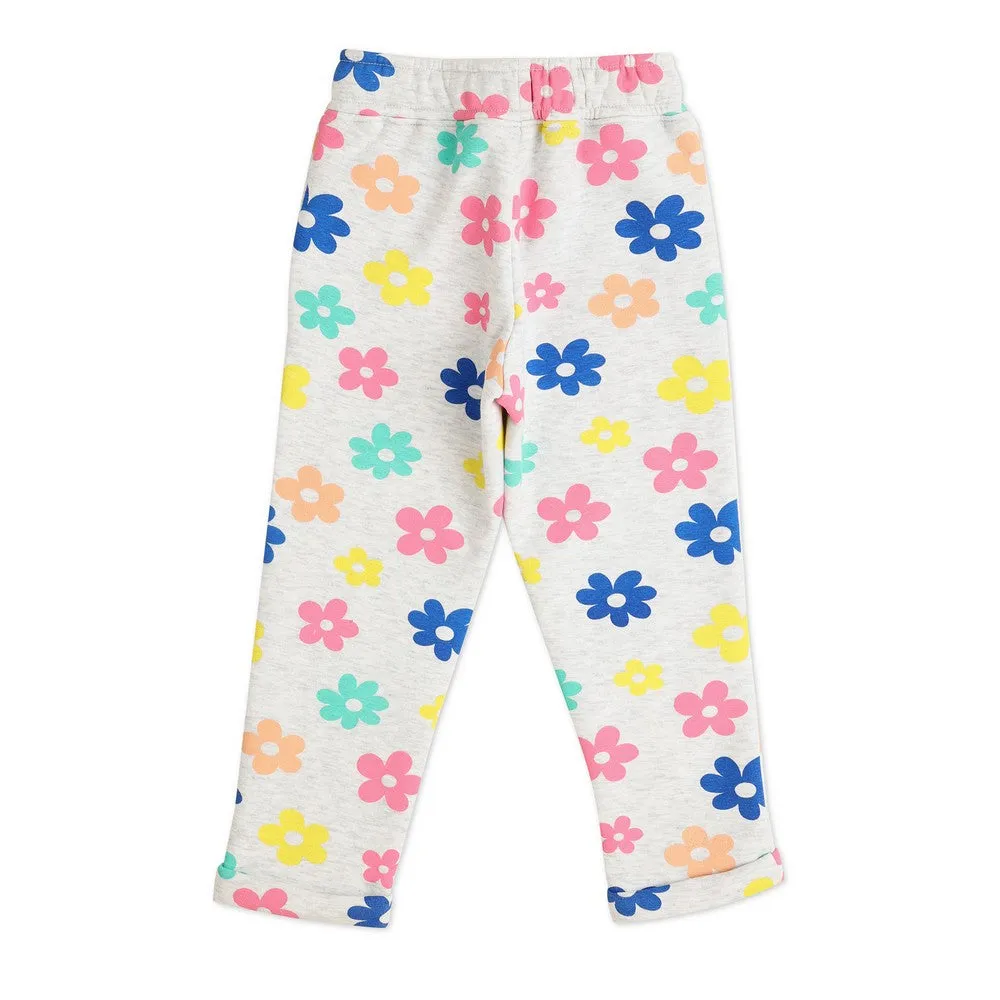 Grey Floral Printed Trousers