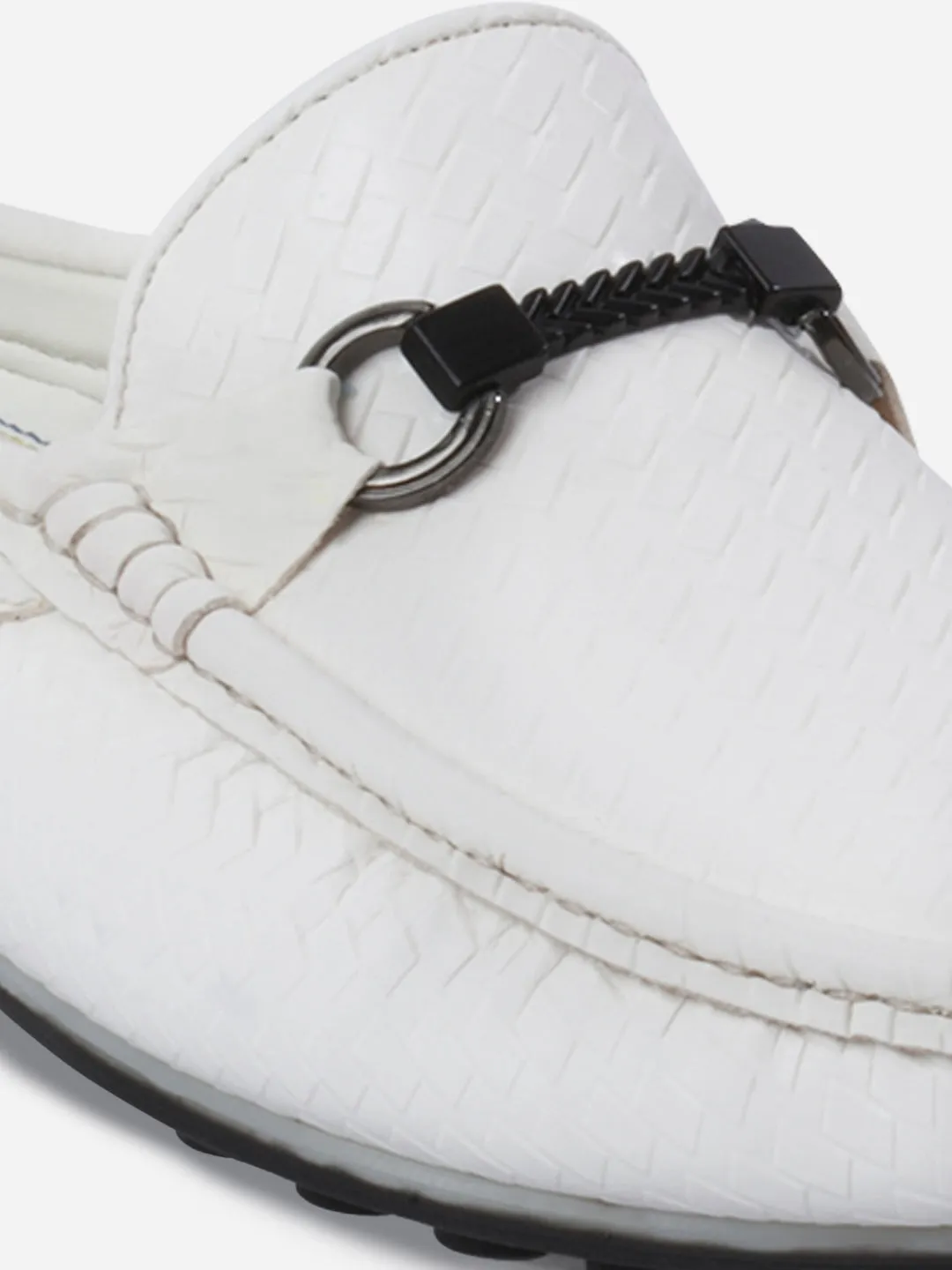 Men's White Moc Toe Buckle Mule (IX4112)