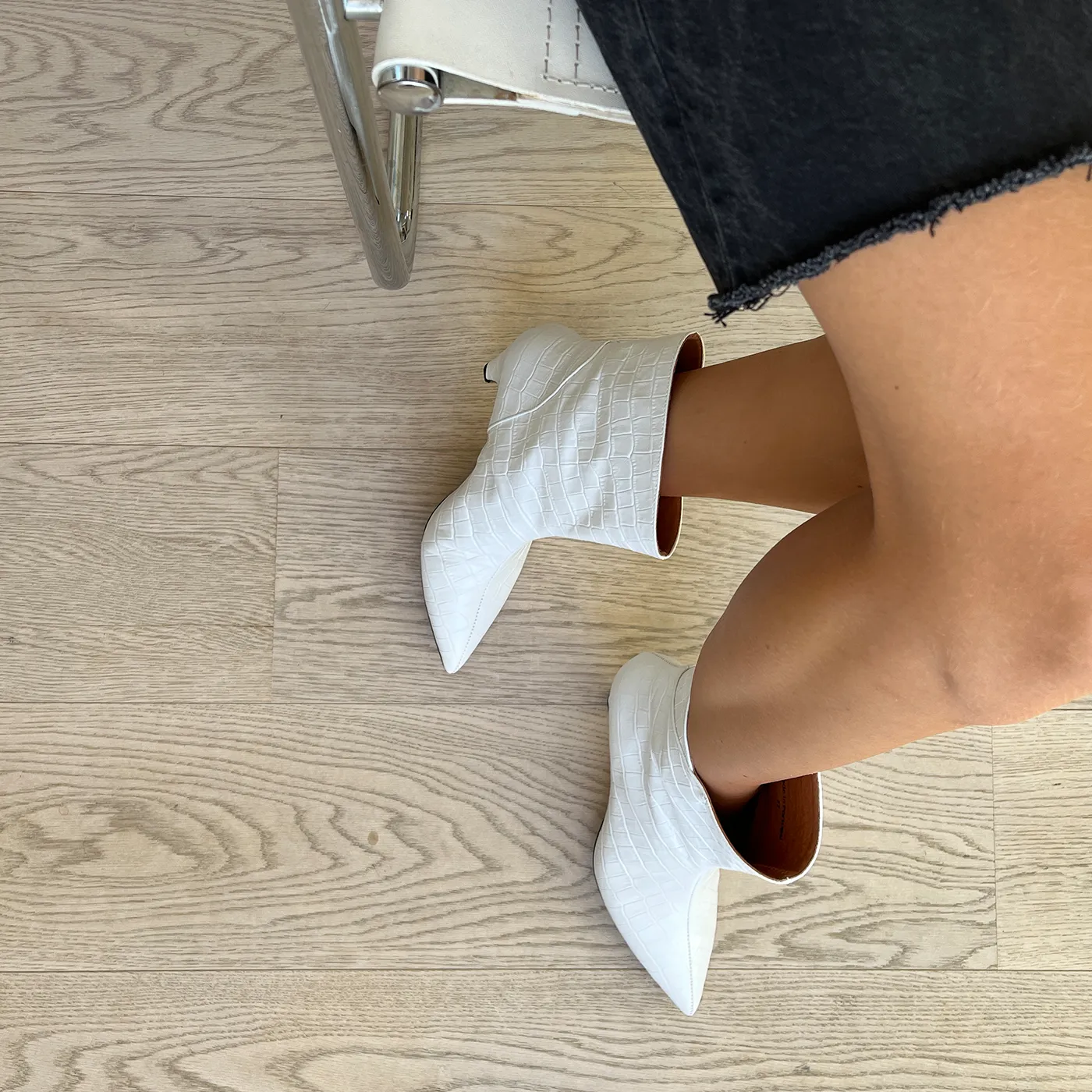 Paula boot leather - OFF WHITE CROCO