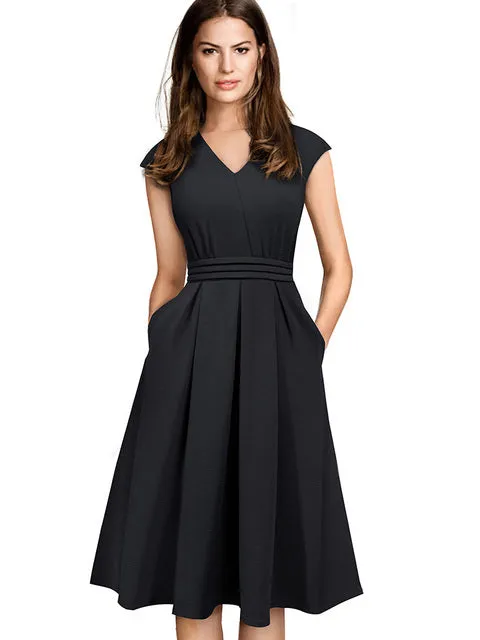 Sleeveless with Pocket A-Line Women Dress